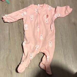 Pekkle Pink Bear Print Kids One Piece